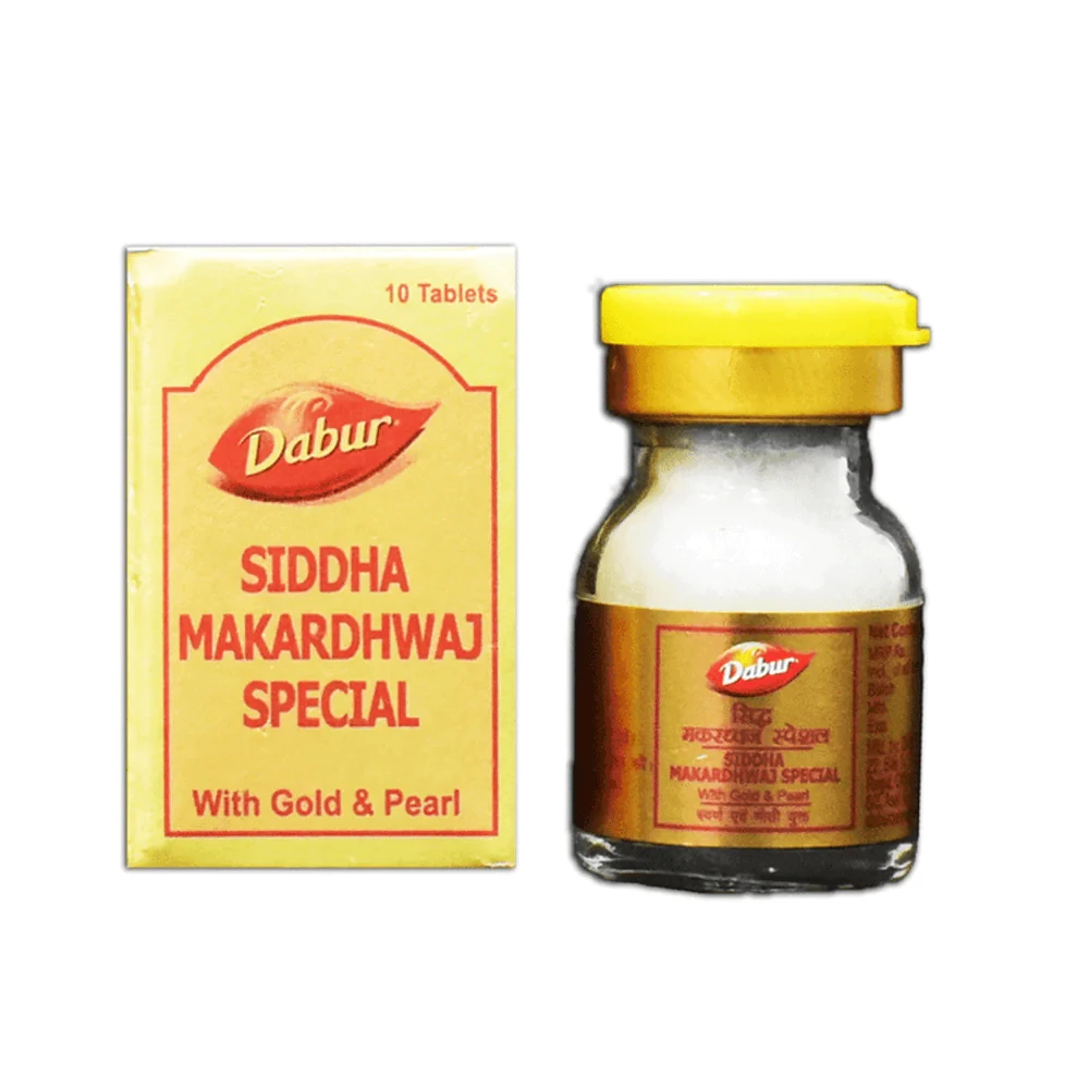 Dabur Siddha Makardhwaj Special with Gold and Pearl, 10 Tablets-1.webp
